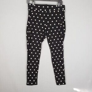 Torrid Size L Heart Print Leggings Black White Valentines Day Preppy Twee Cutesy